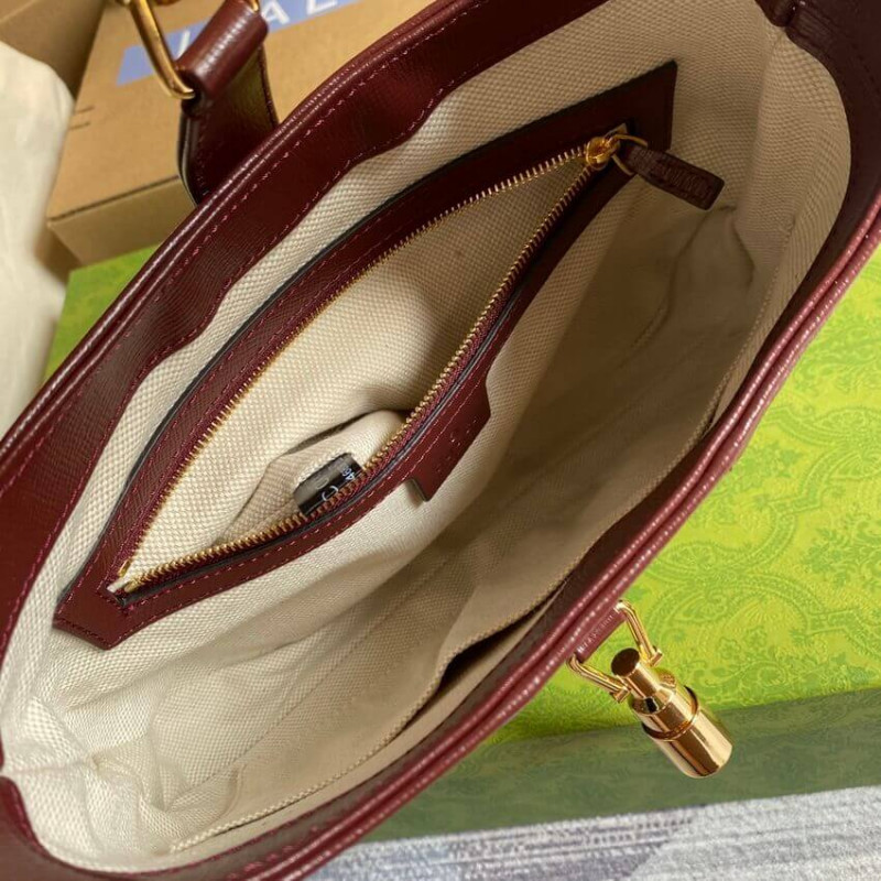 Replica Gucci Jackie 1961 Small Shoulder Bag 636706 In Burgundy Gg Canvas