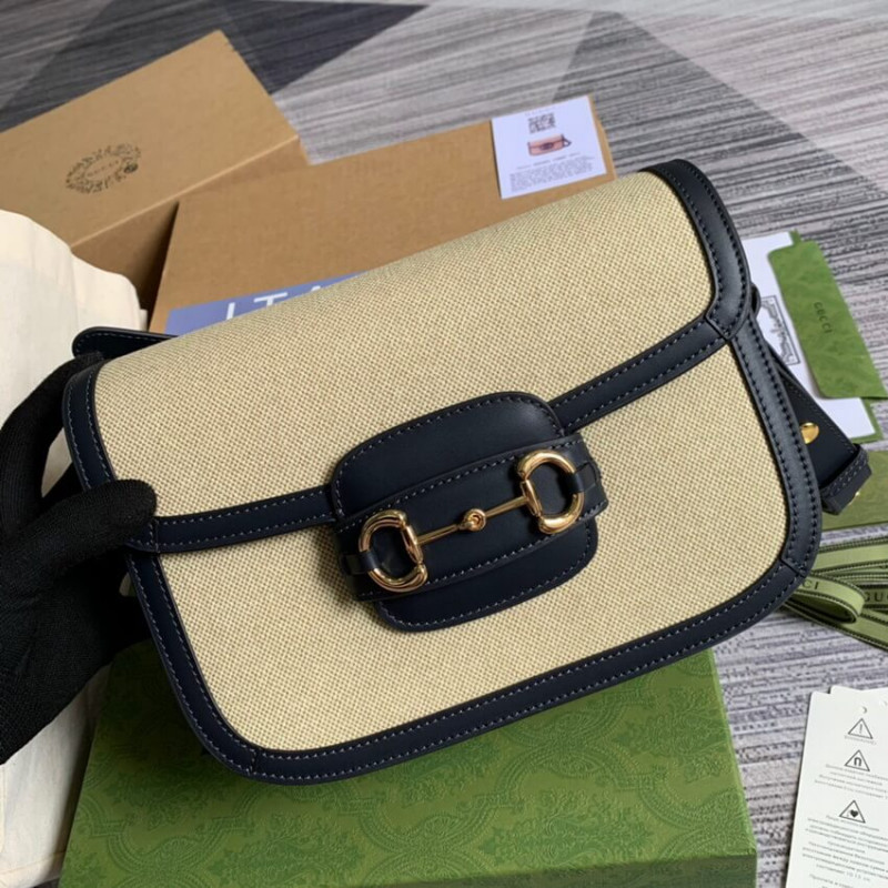 Replica Gucci Horsebit 1955 Small Bag 602204 In Beige Canvas