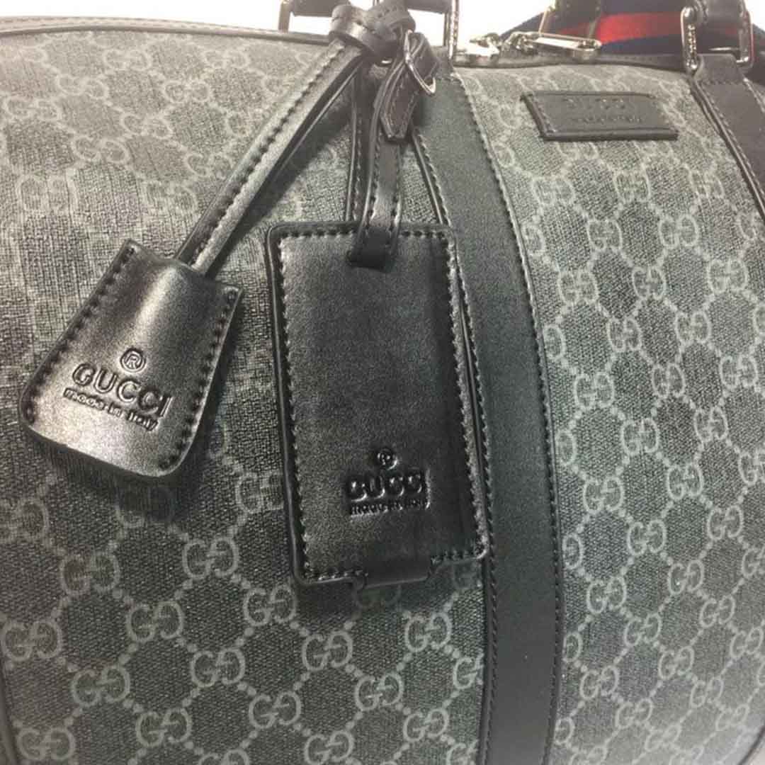 Replica Gucci Double G Black Carry-On Duffle 474131 Black/Grey