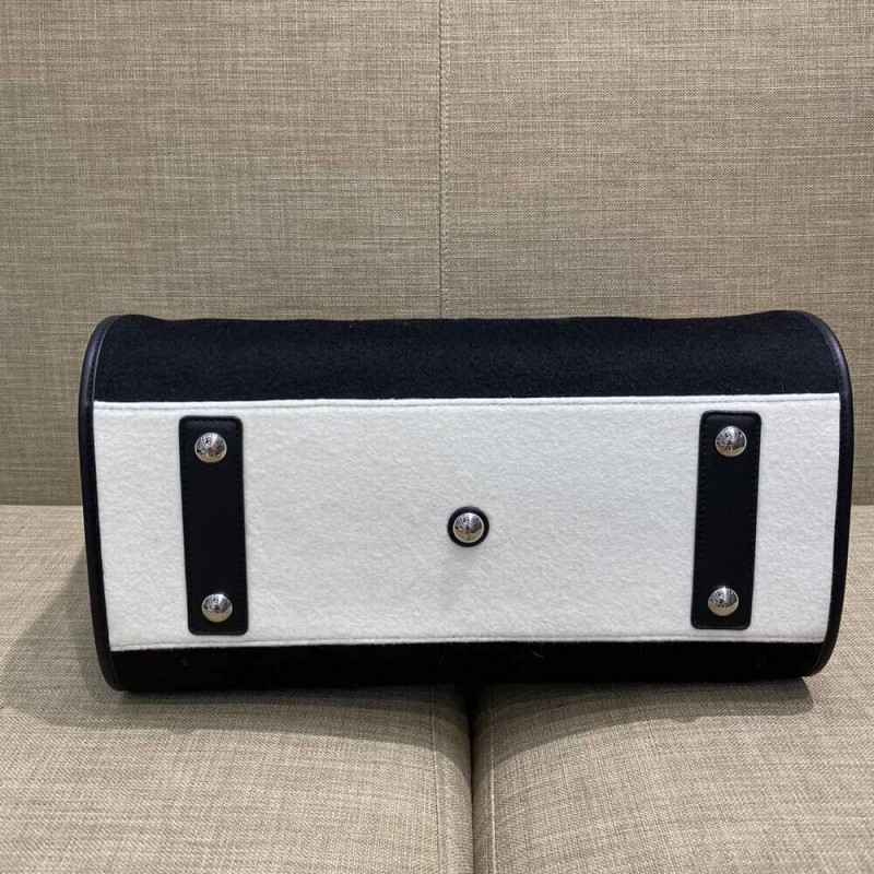 Replica Chanel Wool Felt Deauville Shopping Bag A60598 Black/White