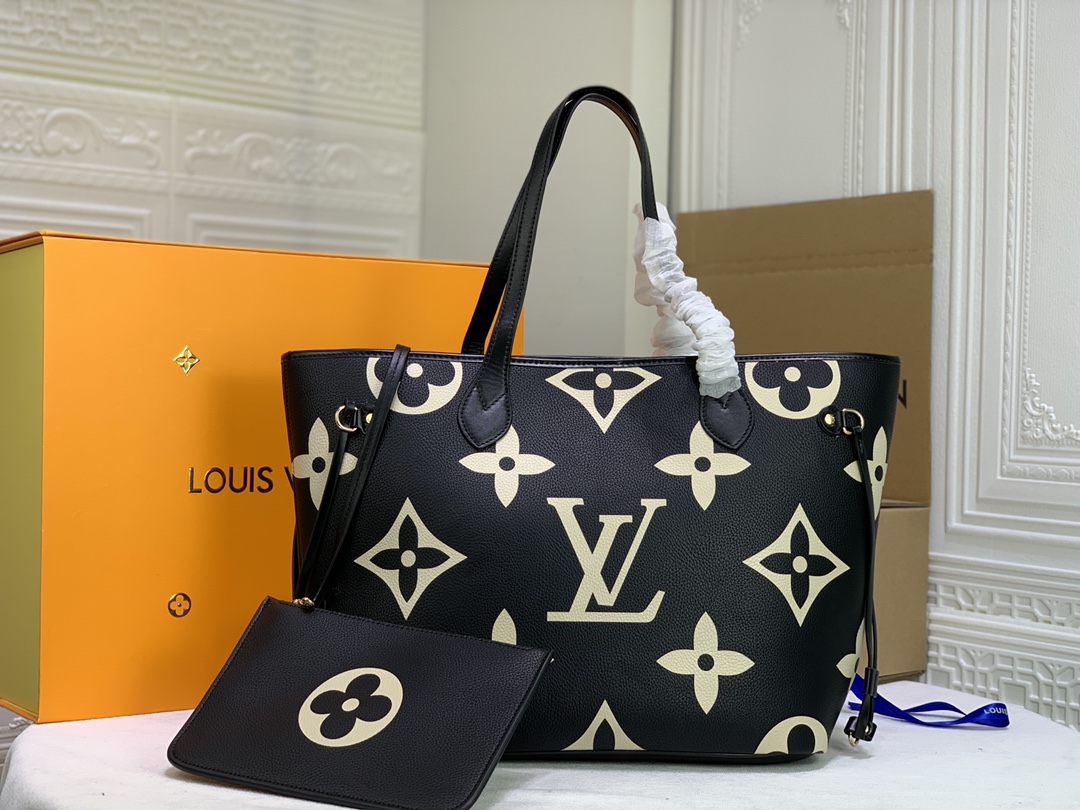 Replica Louis Vuitton Neverfull M45679 Mm Tote Bag White/Black