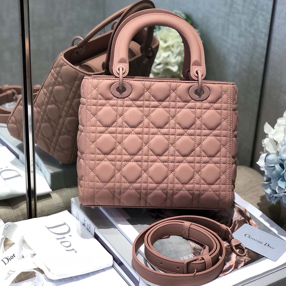 Replica Dior Aaa-Medium Lady Dr Bag Black/Pink/Grey