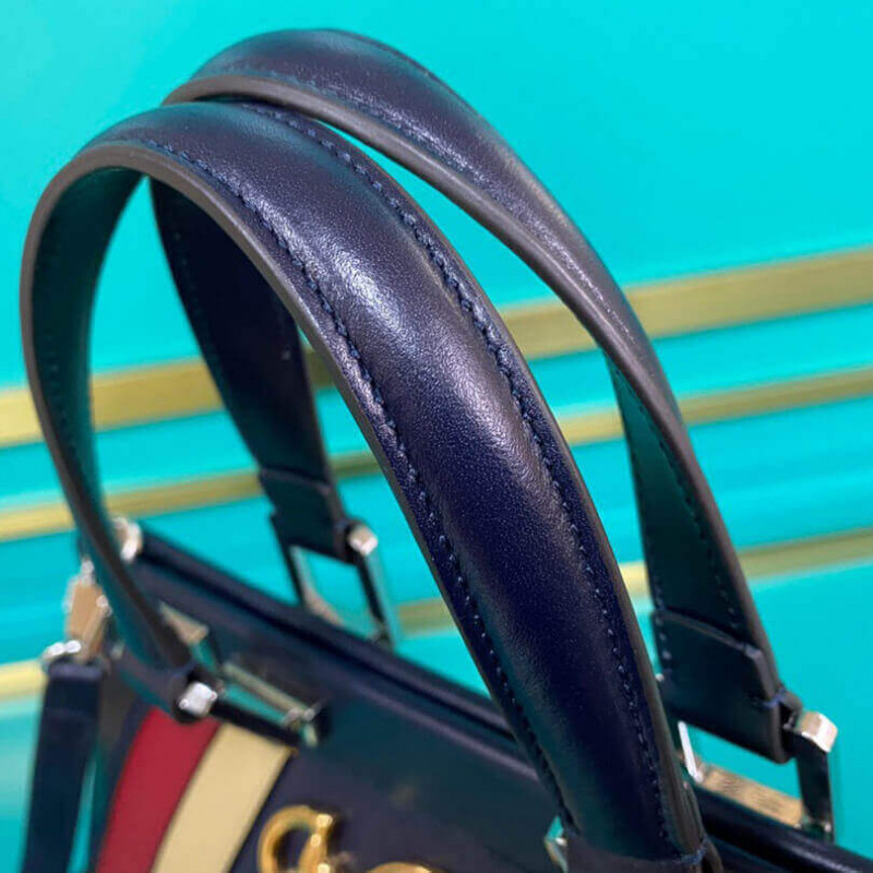 Replica Gucci Zumi Smooth Leather With Stripes Small Top Handle Bag 569712