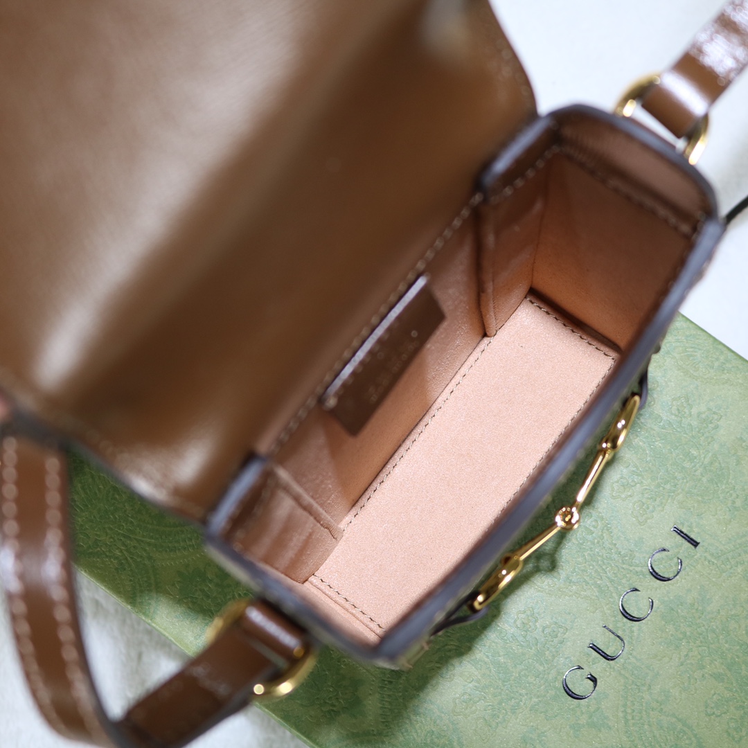 Replica Gucci Horsebit 1955 Mini Bag Monogram Canvas