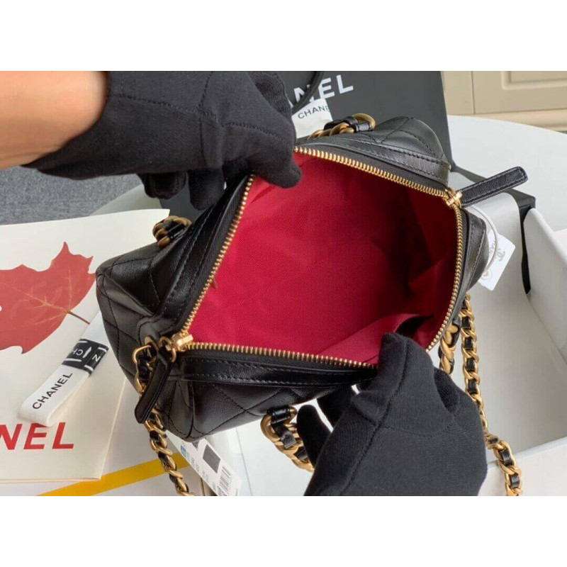 Replica Chanel Shiny Lambskin Small Bowling Bag As1899