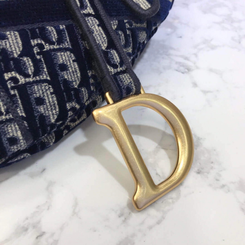Replica Dior Oblique Embroidered Velvet Saddle Bag M0446C