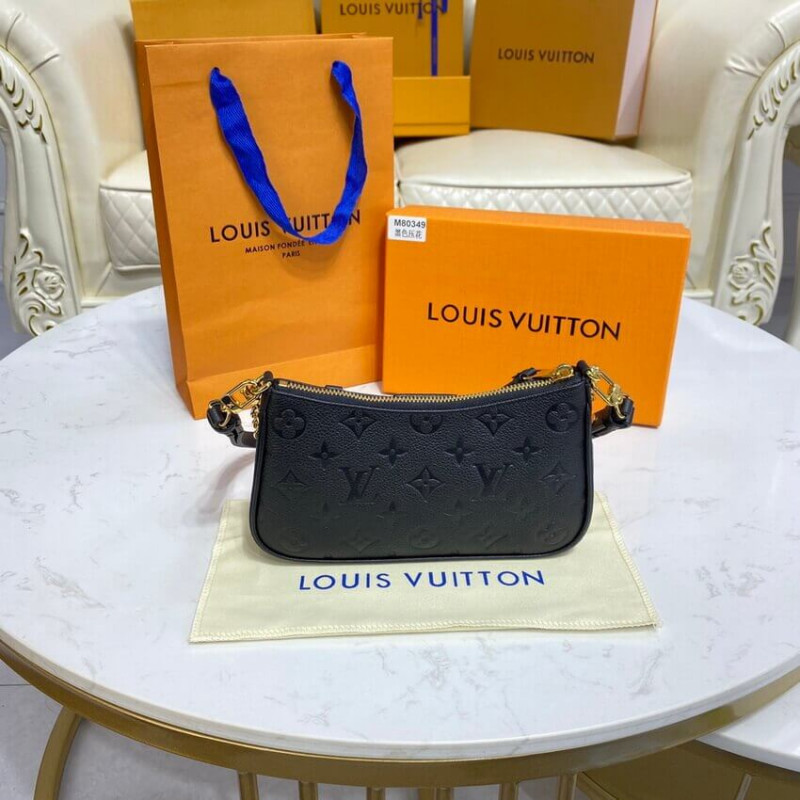 Replica Louis Vuitton Monogram Empreinte Easy Pouch On Strap M80349 Black