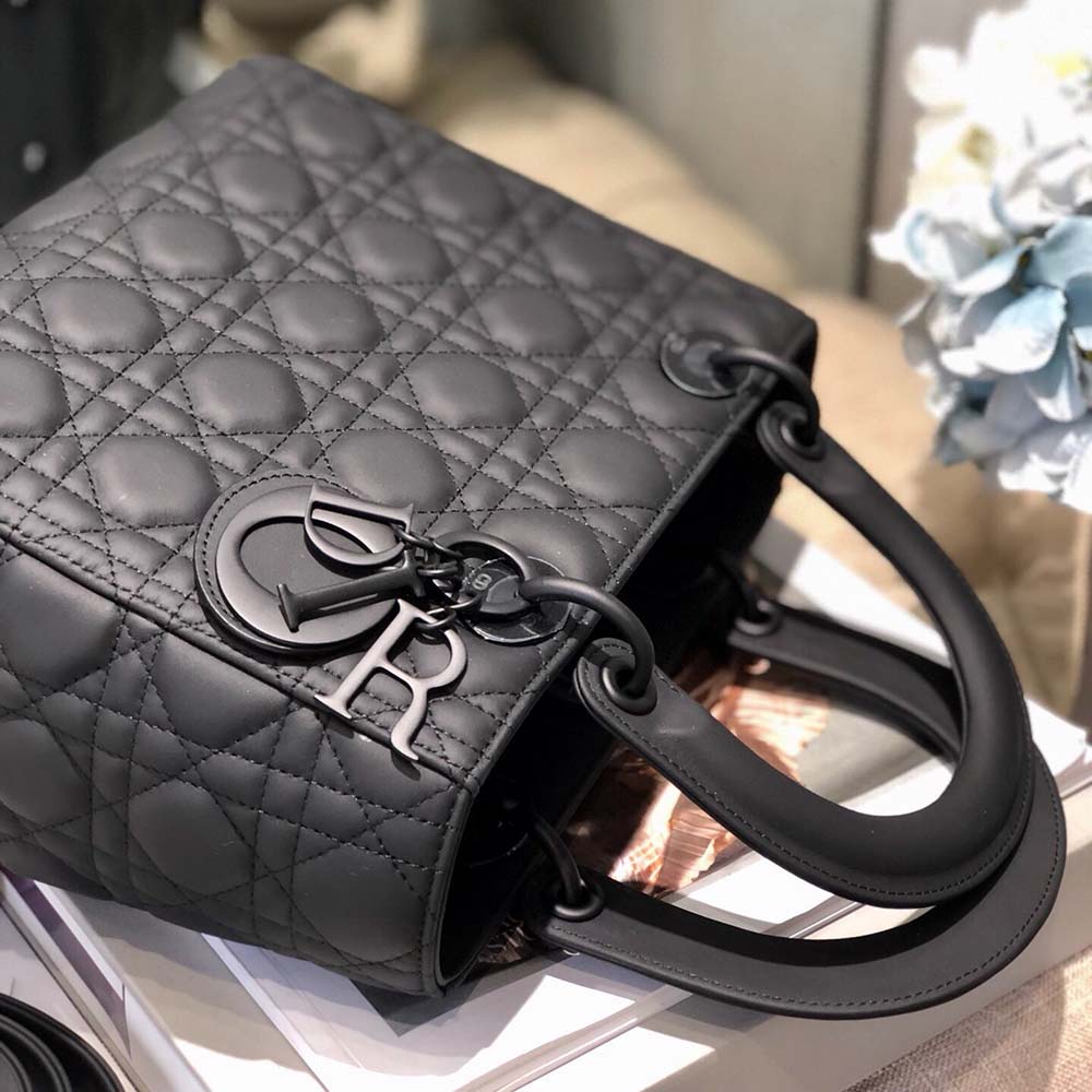 Replica Dior Aaa-Medium Lady Dr Bag Black/Pink/Grey
