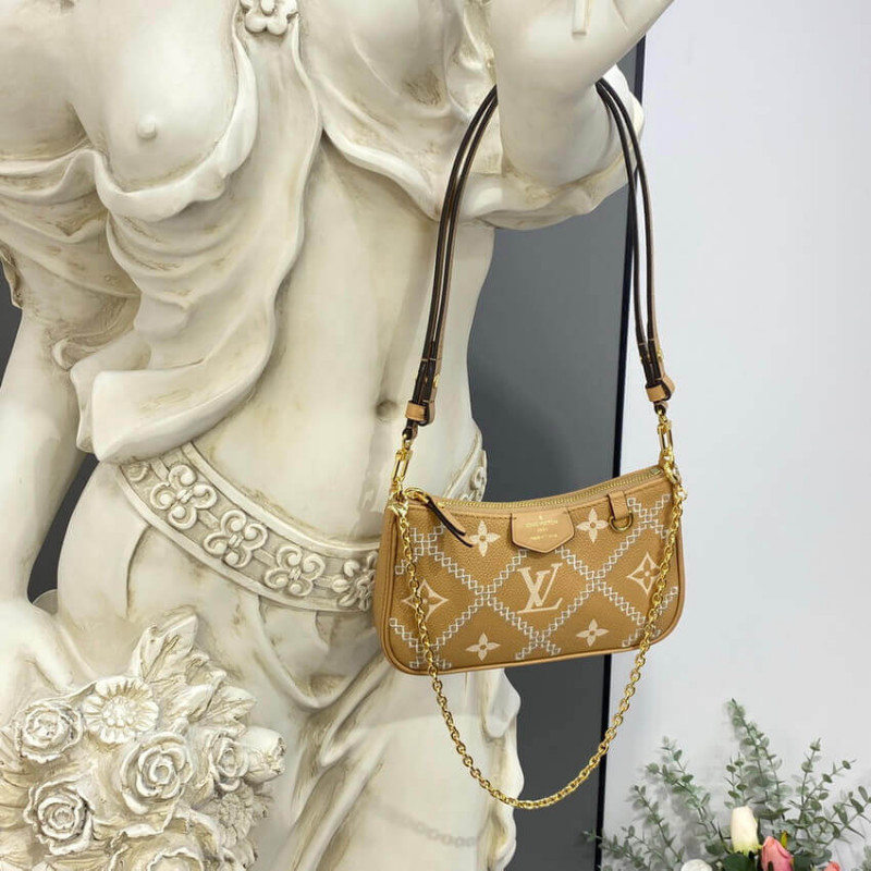 Replica Louis Vuitton Monogram Empreinte Easy Pouch On Strap M81137 Arizona Beige