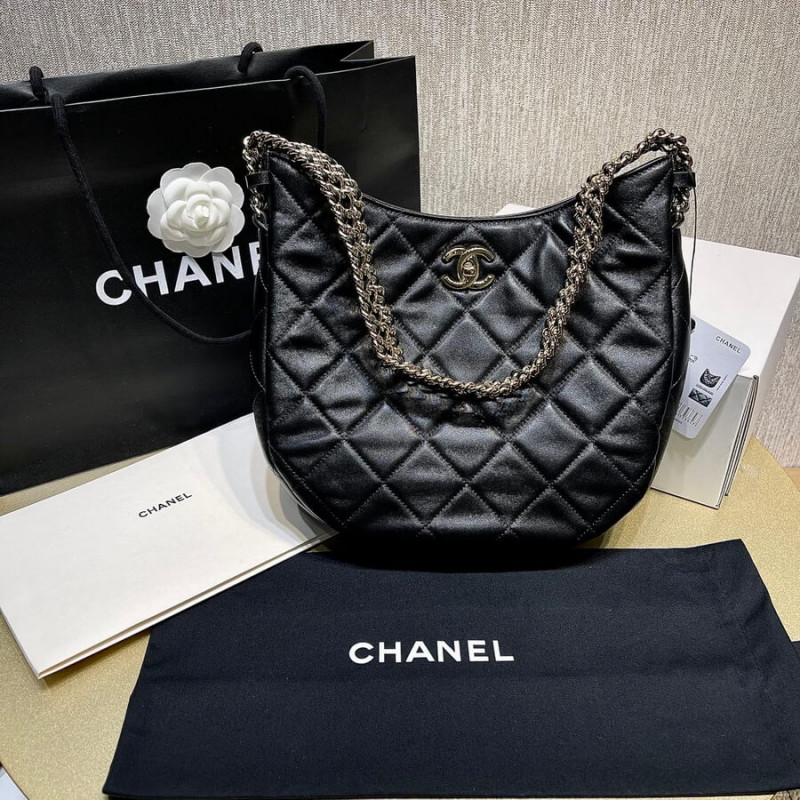 Replica Chanel Hobo Bag In Lambskin As3153 Black
