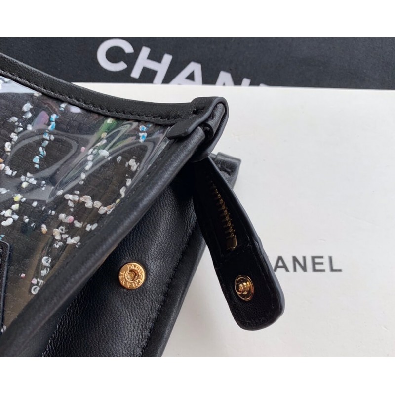Replica Chanel Large Tweed Pvc Logo Pouches Ap0360