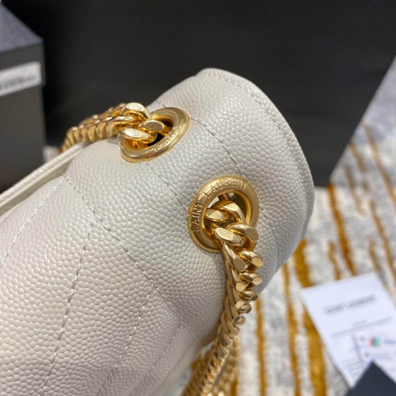 Replica Saint Laurent Grain Leather Envelope Medium Bag 487206 White