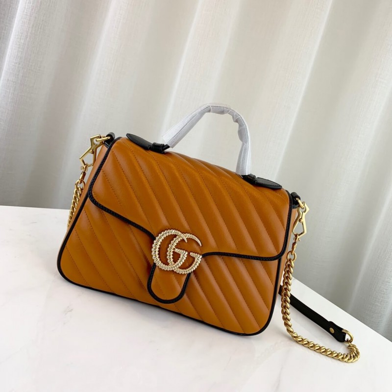 Replica Gucci Gg Marmont Small Top Handle Bag 498110 Cognac
