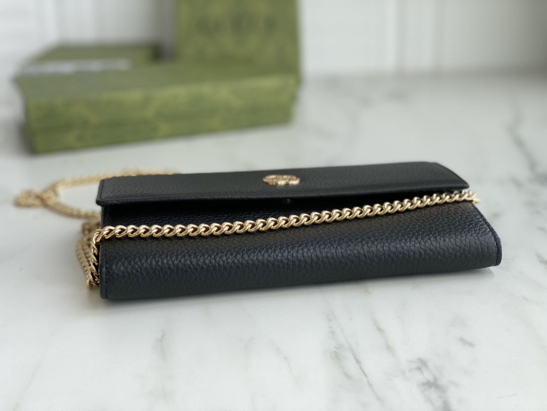 Replica Gucci Marmont Chain Wallet Beige/Black