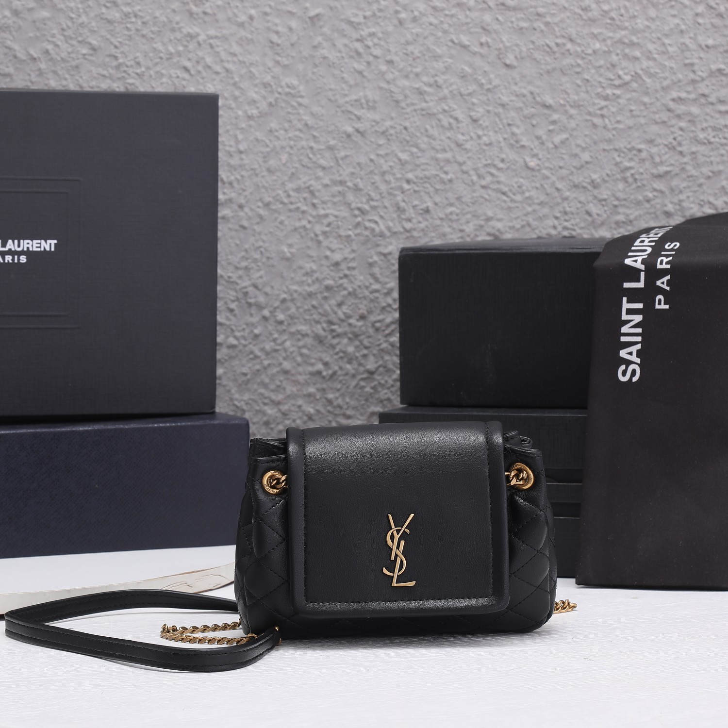 Replica Ysl Mini Nolita Bag In Lambskin- Black/White