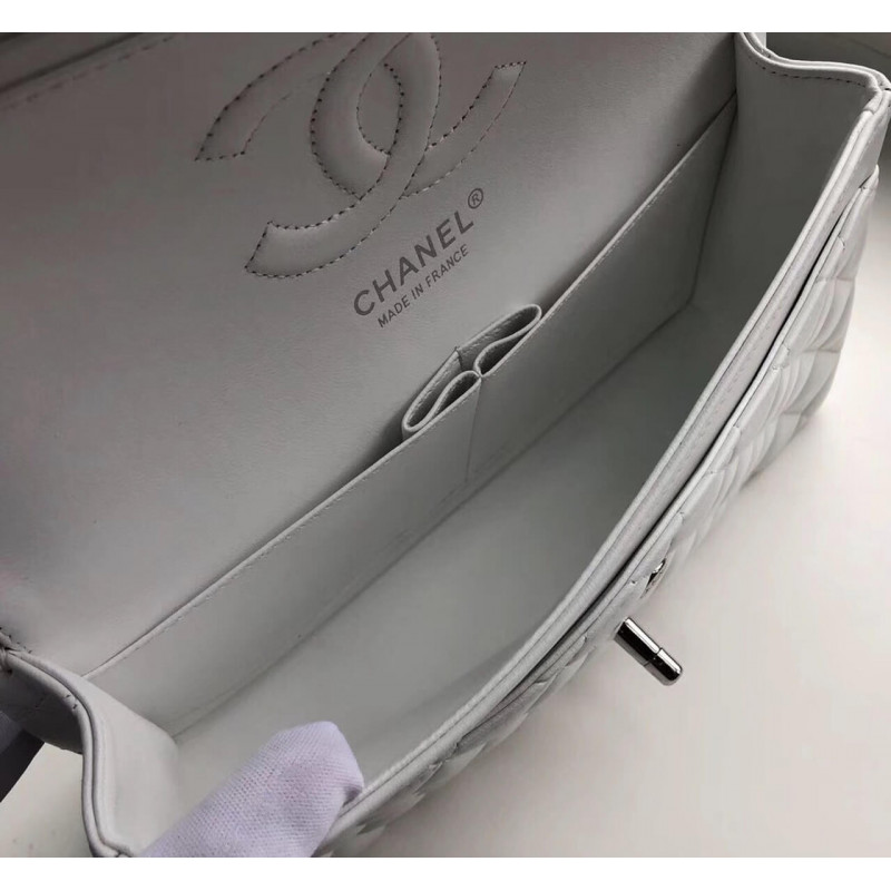 Replica Chanel 1112 White Medium Size 2.55 Lambskin Leather Flap Bag