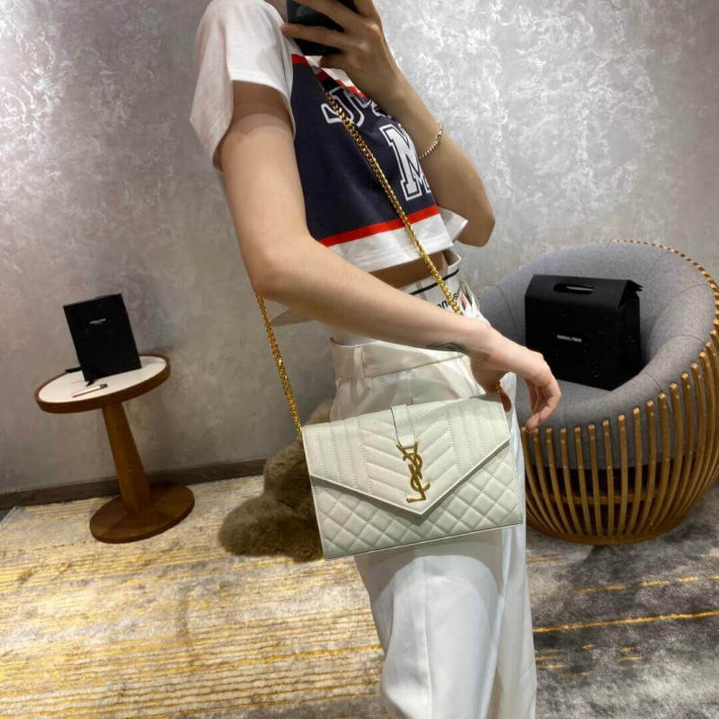 Replica Ysl Saint Laurent Monogram Chain Wallet In Mix Matelasse Grain Leather 620280