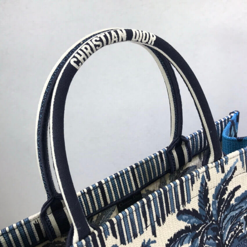 Replica Dior Book Tote In Blue Palms Embroidery M1286
