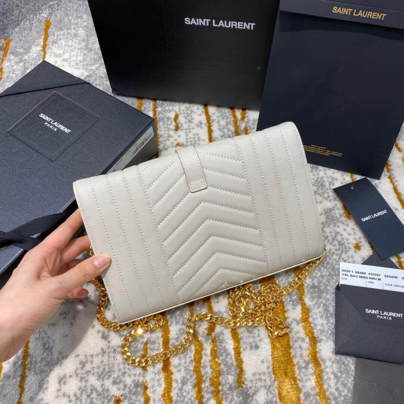 Replica Ysl Saint Laurent Monogram Chain Wallet In Mix Matelasse Grain Leather 620280