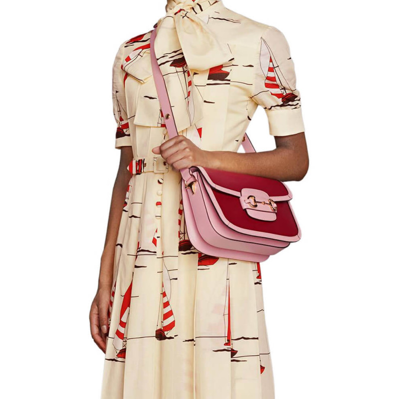 Replica Gucci Horsebit 1955 Small Shoulder Bag 602204 Red And Pink Leather