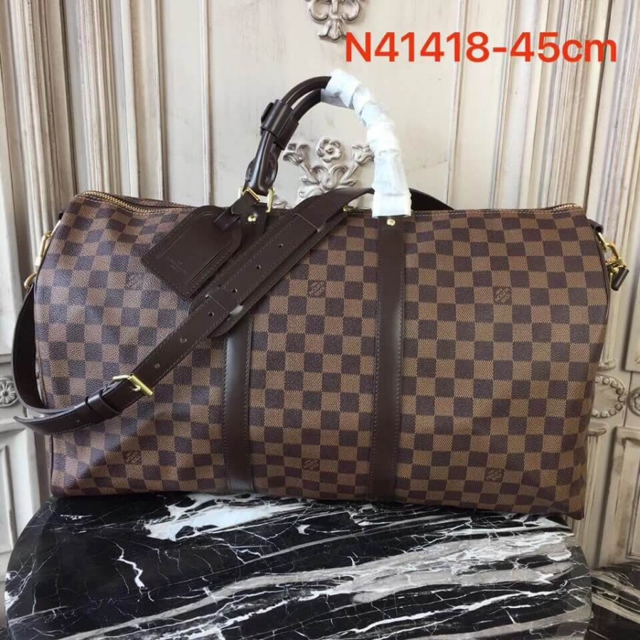 Replica Louis Vuitton Damier Ebene Canvas Keepall Bandouliere 45 N41428