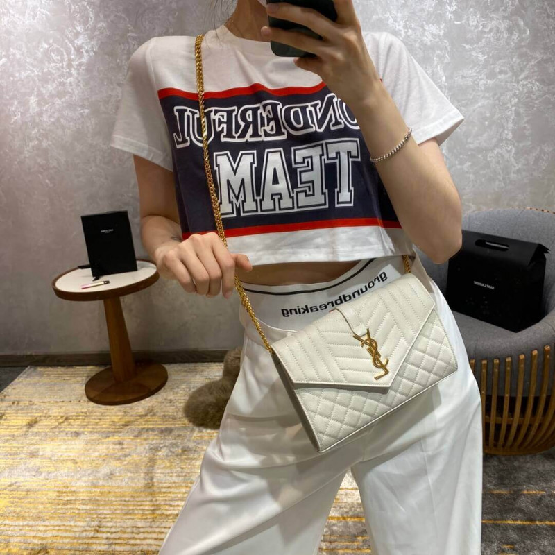 Replica Ysl Saint Laurent Monogram Chain Wallet In Mix Matelasse Grain Leather 620280