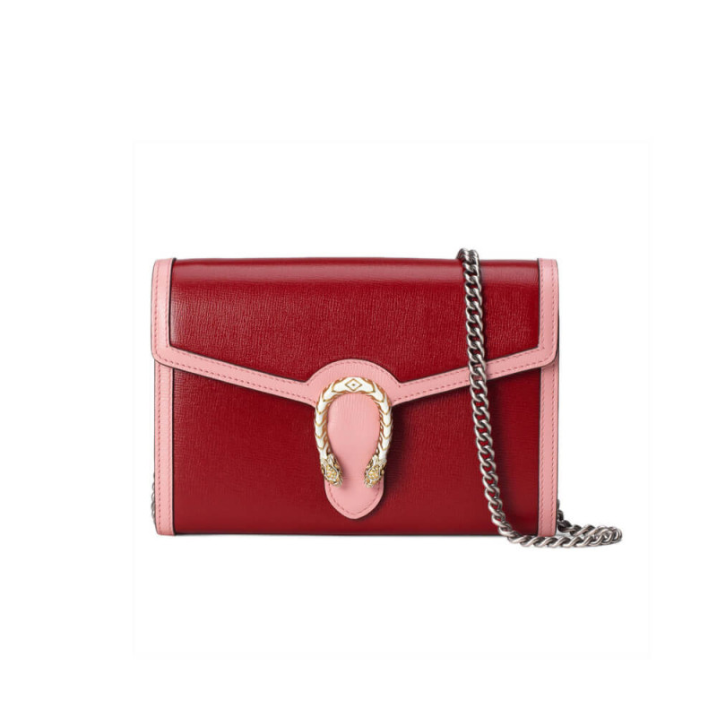 Replica Gucci Dionysus Mini Chain Bag In Red And Pink Leather 401231