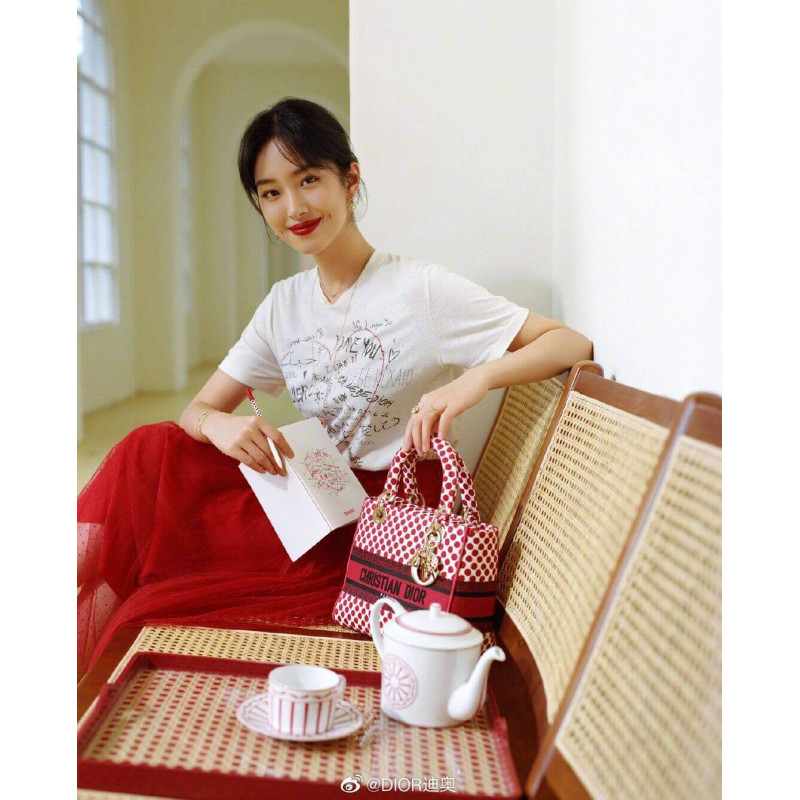 Replica Dior Medium Lady D-Lite Dioramour Bag In Dots Embroidery M0565