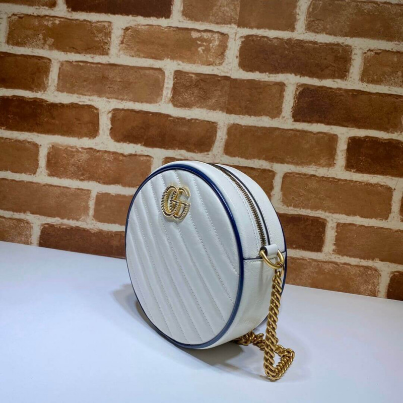 Replica Gucci Gg Marmont Mini Round Shoulder Bag 550154 White