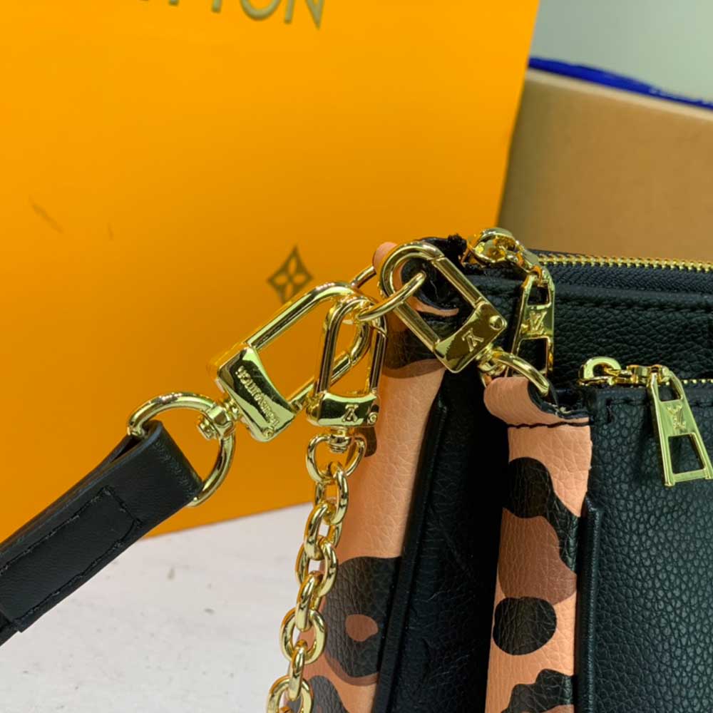 Replica Louis Vuitton Leopard Multi Pochette Accessoires M58520 Black/Brown