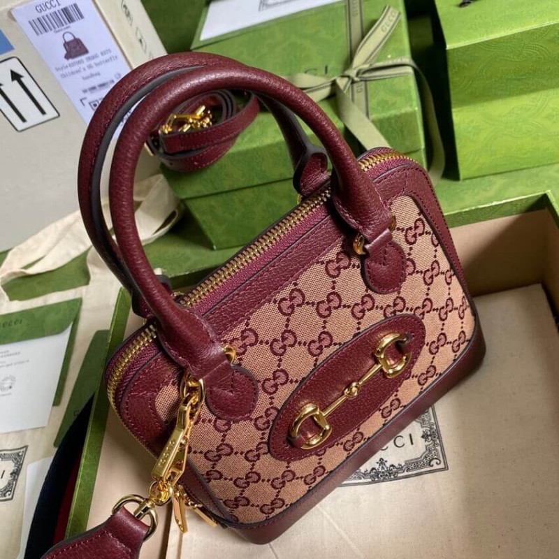 Replica Gucci Horsebit 1955 Gg Mini Bag 677212 In Burgundy Gg Canvas