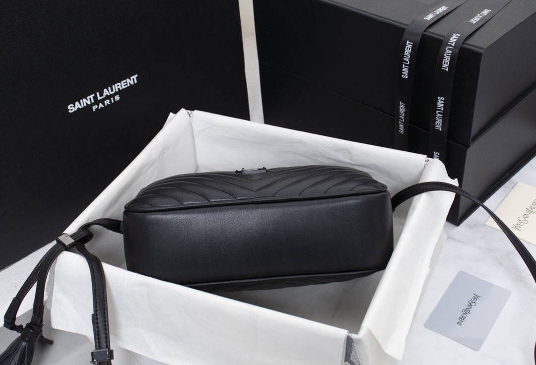 Replica Ysl Lou Camera Bag In Quilted Leather- Black/Silver