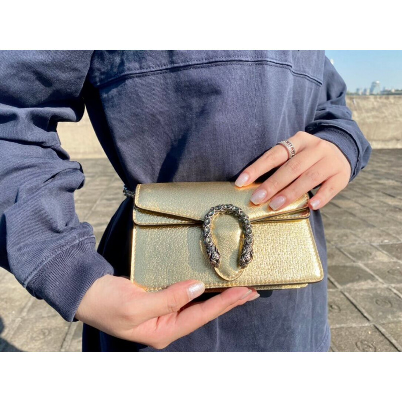 Replica Gucci Dionysus Small Shoulder Bag In Gold Lame Leather 499623