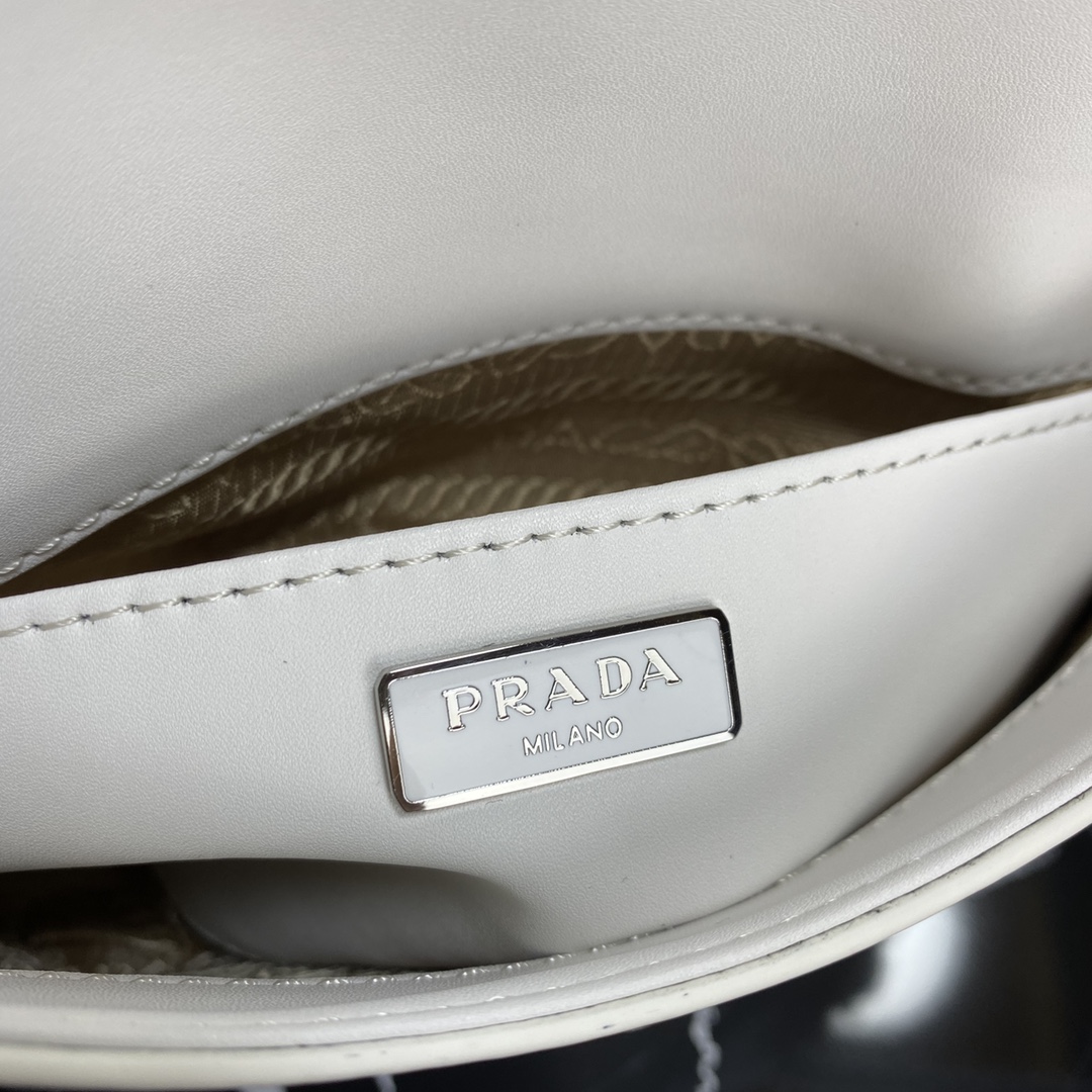 Replica Prada Cleo Brushed Leather Shoulder Bag With Flap 1Bd311 Pink/White