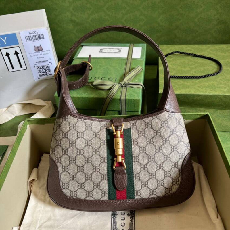Replica Gucci X Balenciaga Jackie 1961 Small Hobo Bag 680118 Coffee