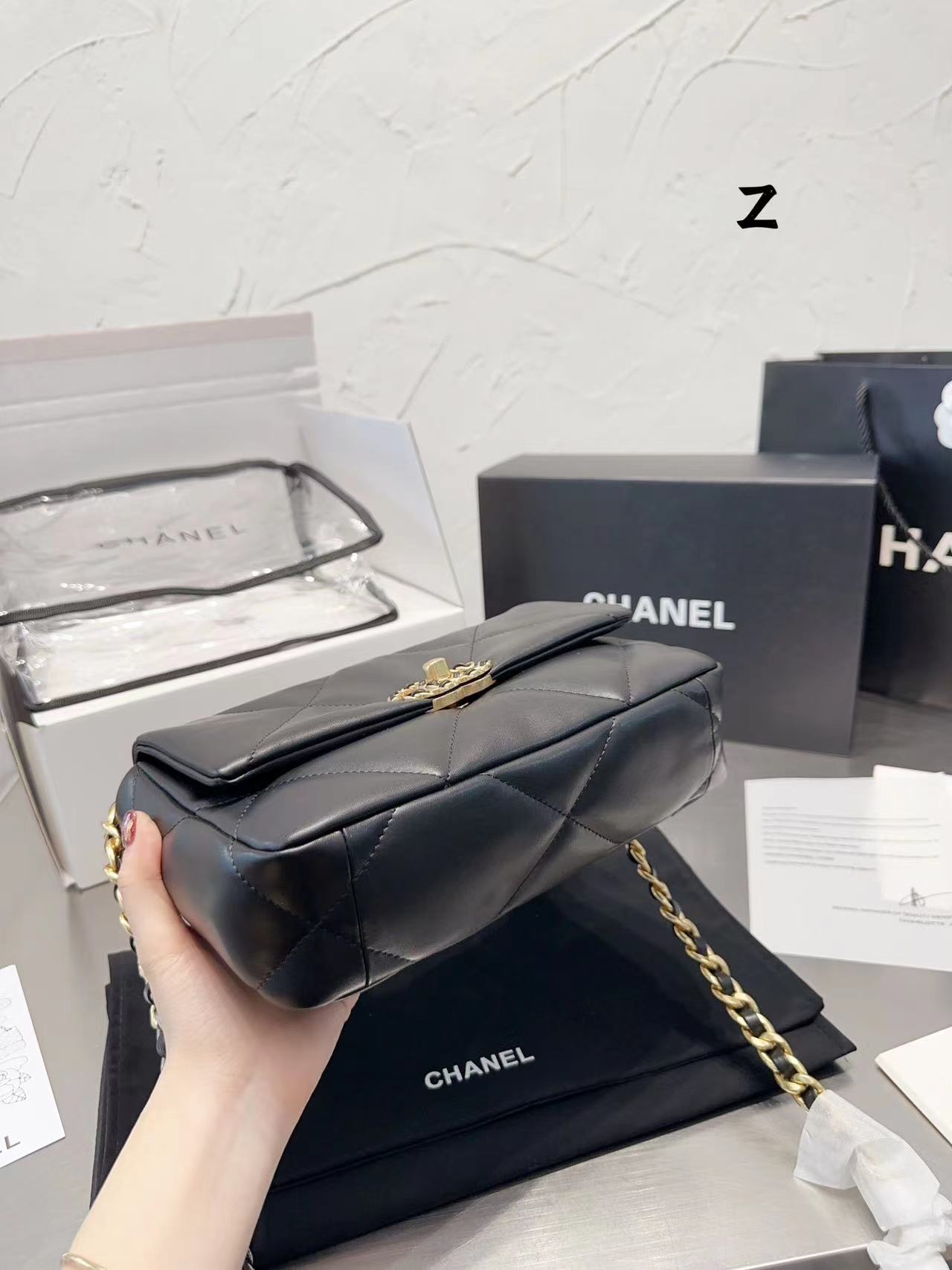 Replica Chanel 19 Hand 2Way Chain Shoulder Bag As1160 Lamb Leather Black Used Women