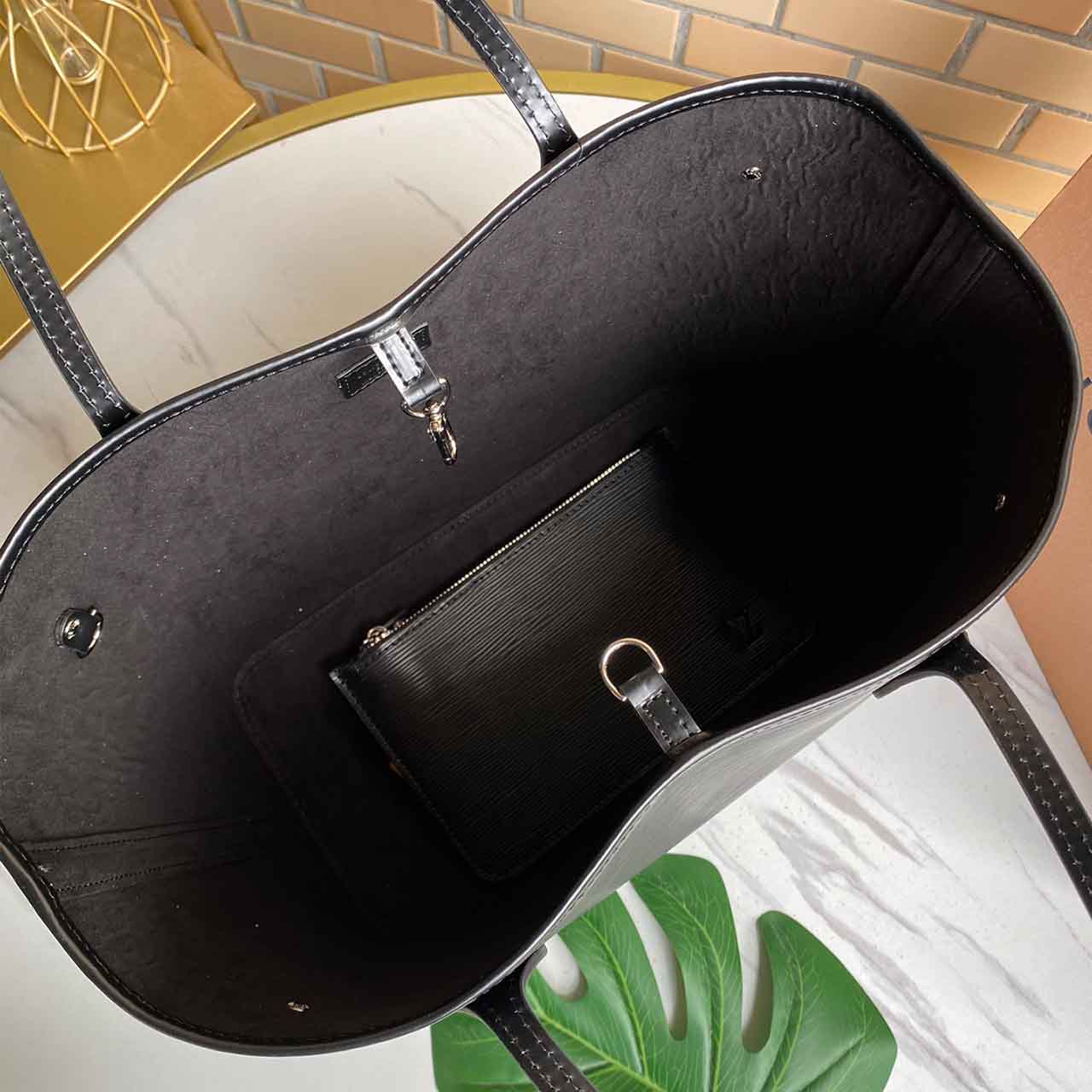 Replica Louis Vuitton Neverfull Mm Monogram Empreinte Leather M45685 Black/Beige/Blue