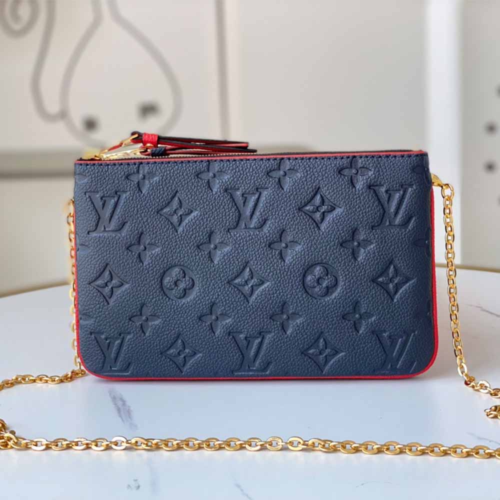Replica Louis Vuitton Aaa- Double Zip Pochette M68568 Black/Blue