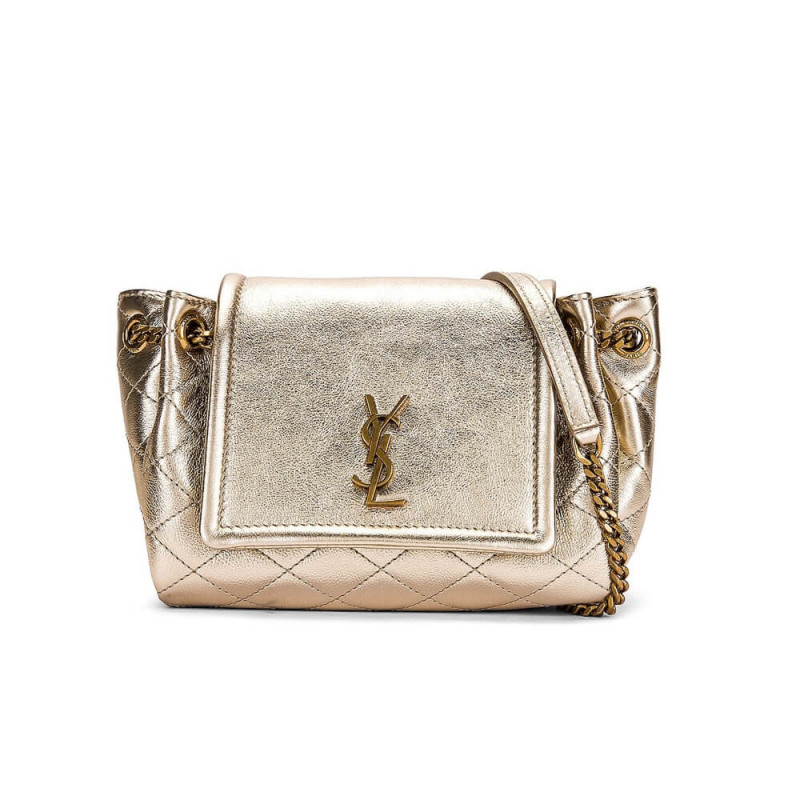 Replica Saint Laurent Nolita Mini Leather Shoulder Bag 672738 Champagne Gold