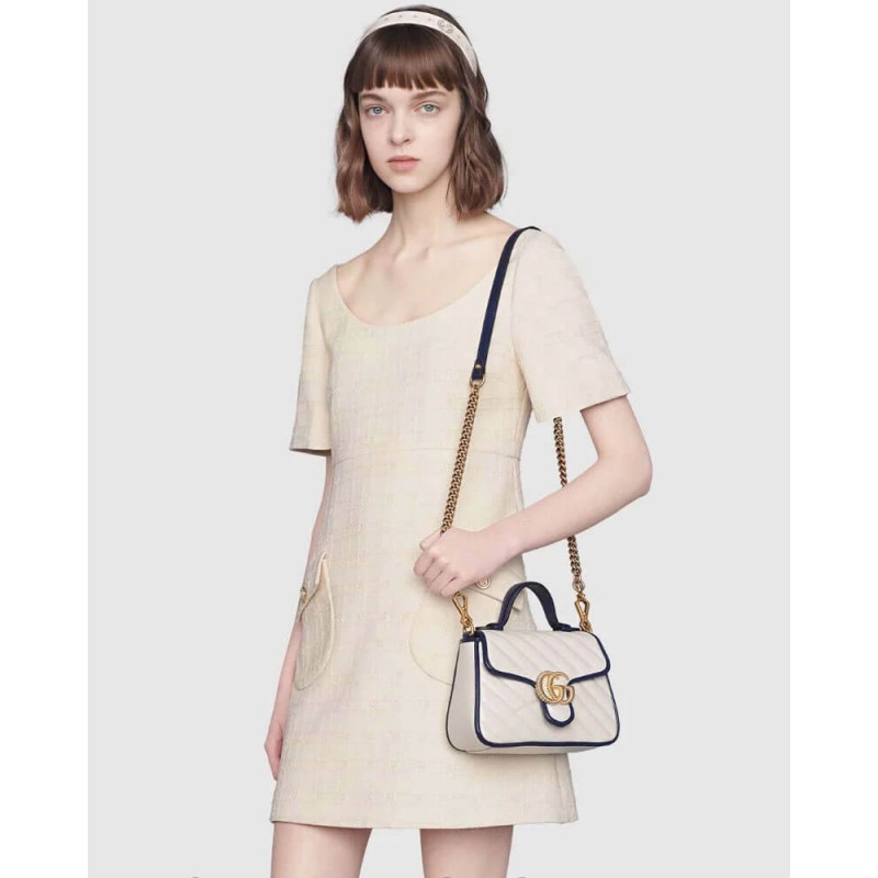 Replica Gucci Gg Marmont Mini Top Handle Bag 583571 White