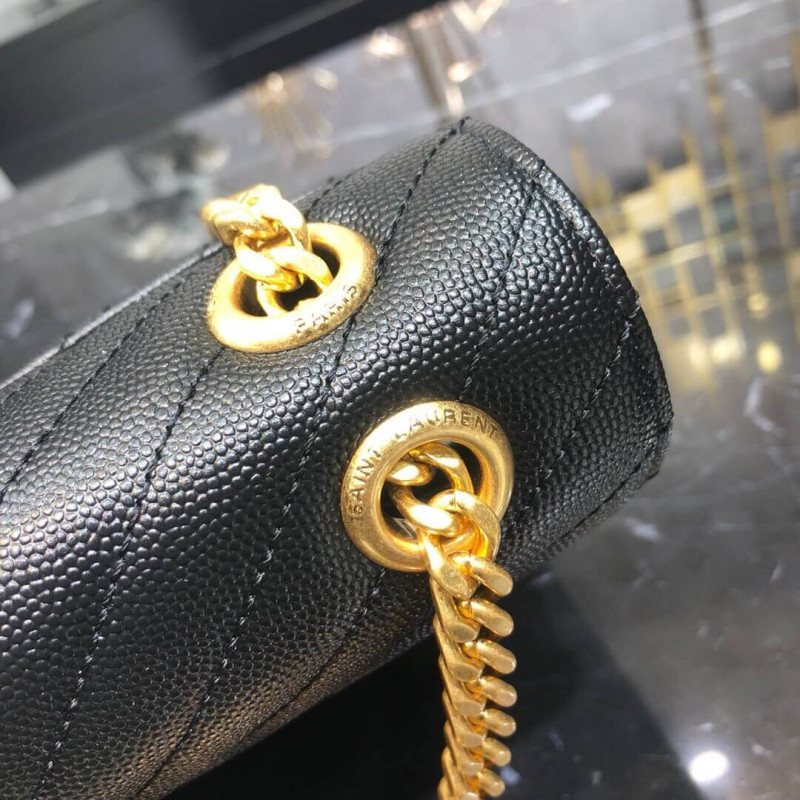 Replica Saint Laurent Grain Leather Large Envelope Chain Bag 396910 Black