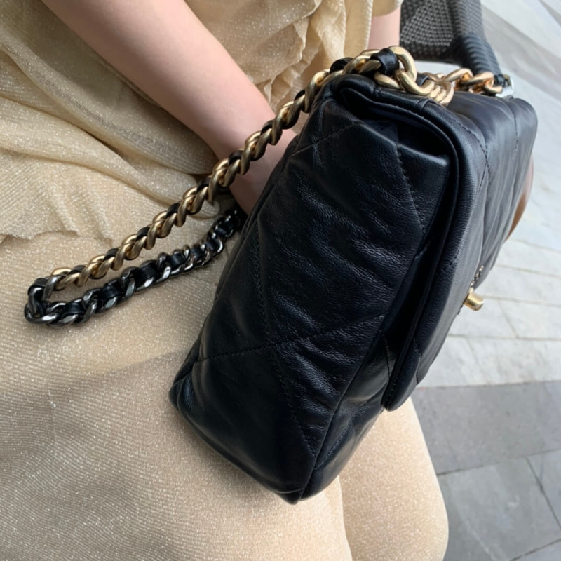 Replica Chanel 19 Large Lambskin Flap Bag As1161