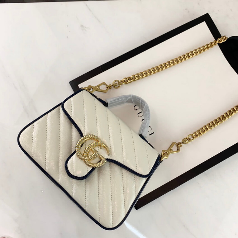 Replica Gucci Gg Marmont Mini Top Handle Bag 583571 White