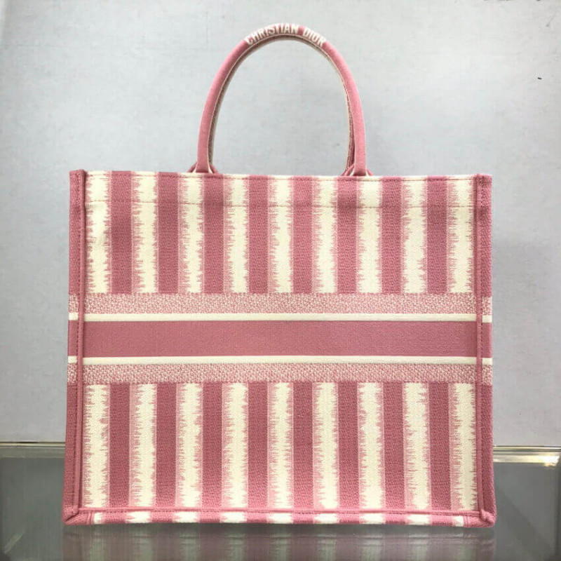Replica Dior Book Tote Pink D-Stripes Embroidery M1286