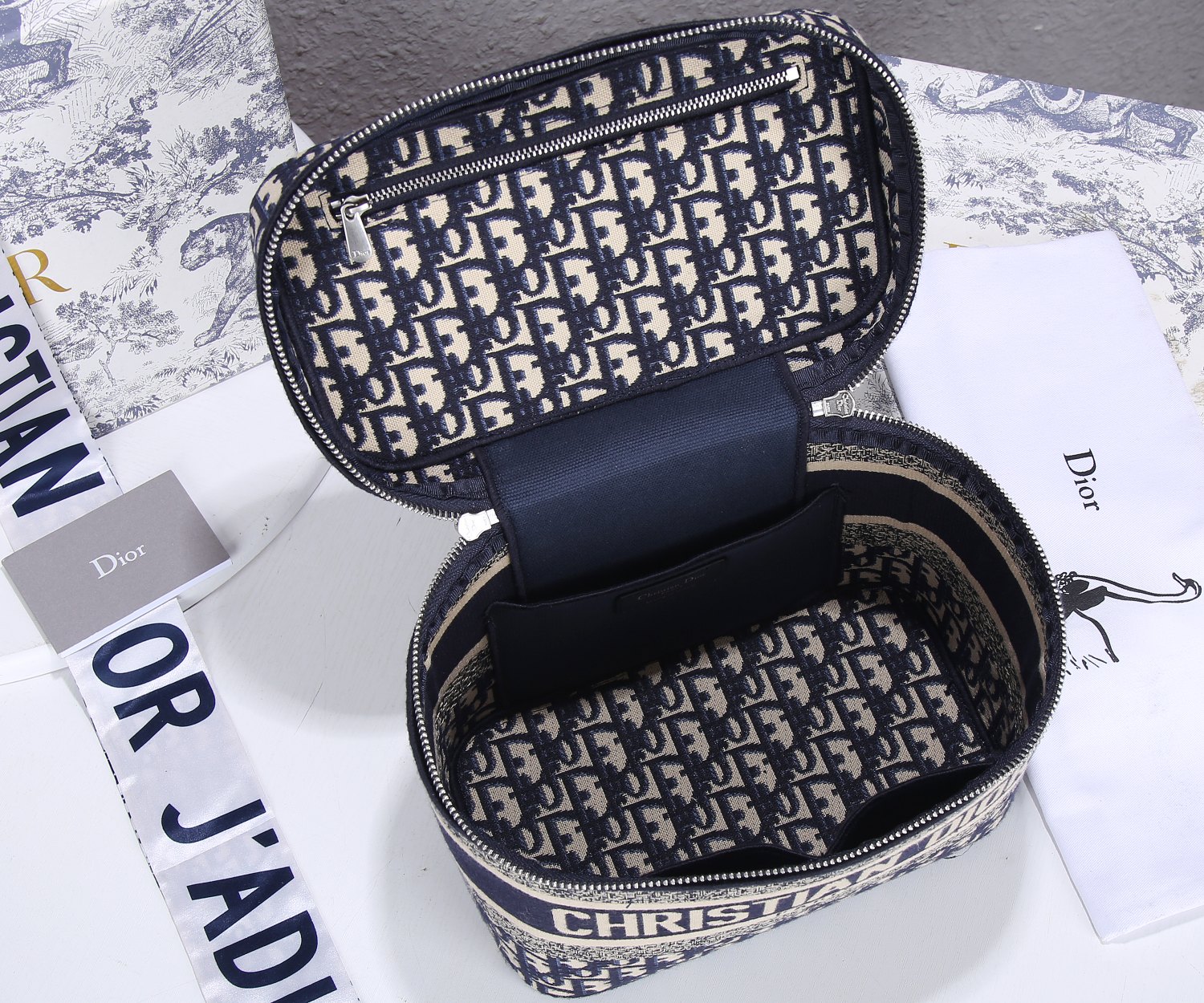 Replica Dior Travel Vanity Case Navy/Gray