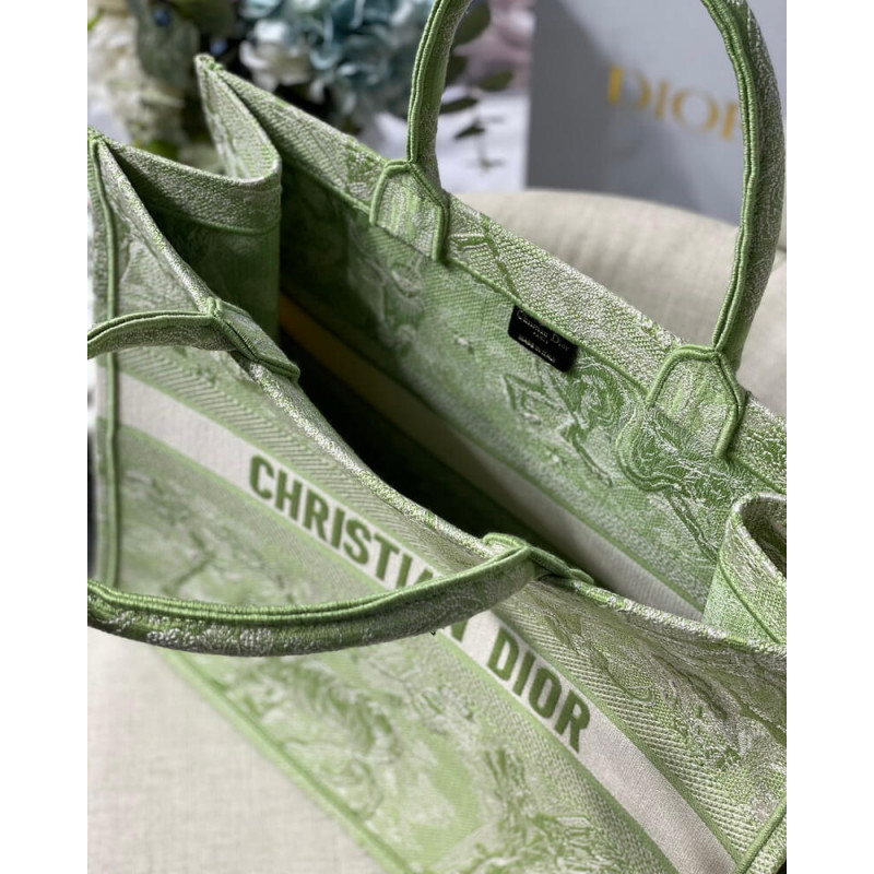 Replica Dior Book Tote Lime Toile De Jouy Reverse Embroidery M1286
