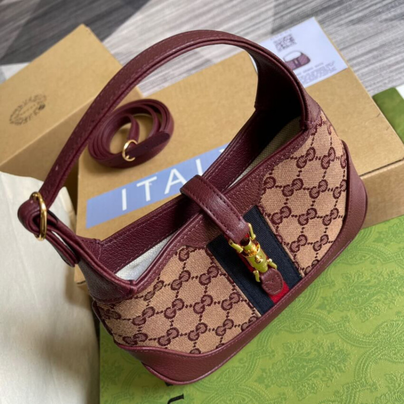 Replica Gucci Jackie 1961 Mini Shoulder Bag 637092 In Burgundy Gg Canvas