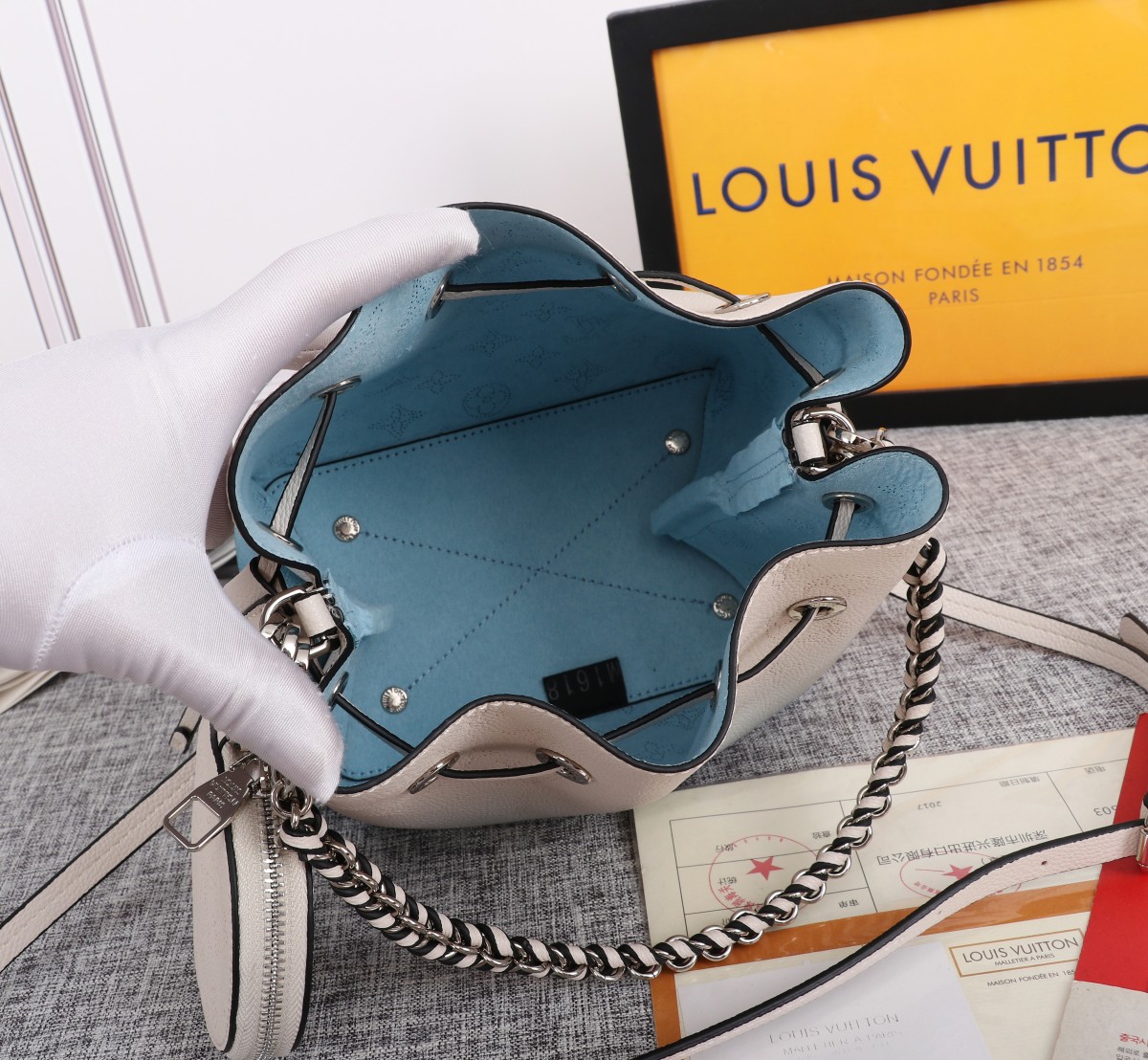 Replica Louis Vuitton Adorable Bella Bucket Bag Pink/Blue