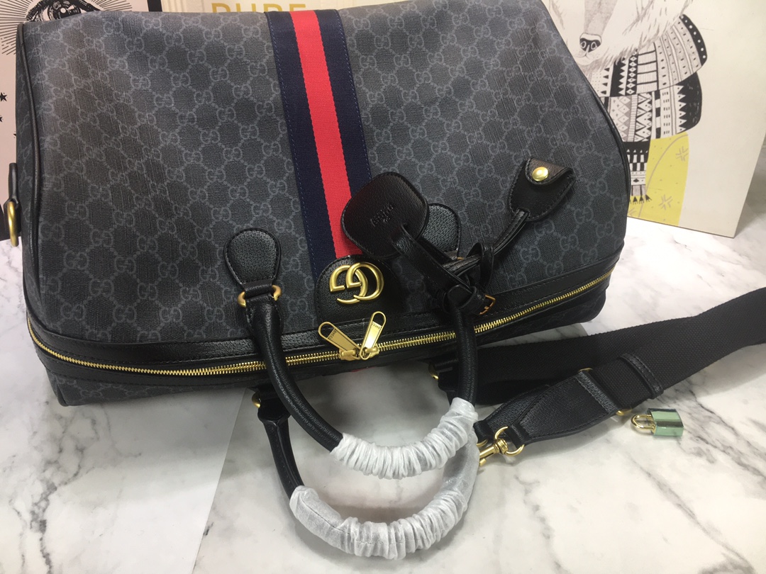 Replica Gucci Ophidia Medium Carry-On Duffle Beige/Black