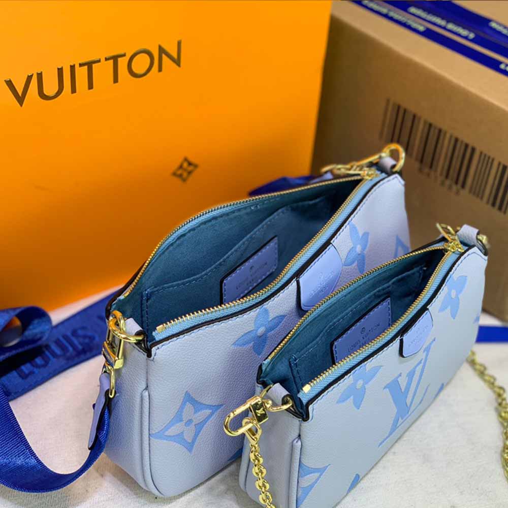 Replica Louis Vuitton Multi Pochette Accessoires-M44823 Pink/Blue/Beige